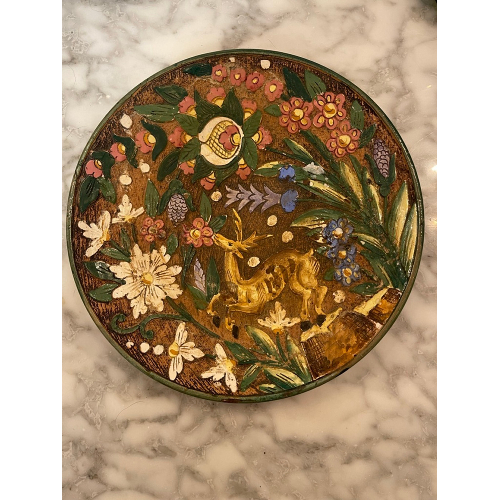 Vintage Hand-Painted Italian Majolica Wall Plate – Numbered 350/302 – Raised Tex